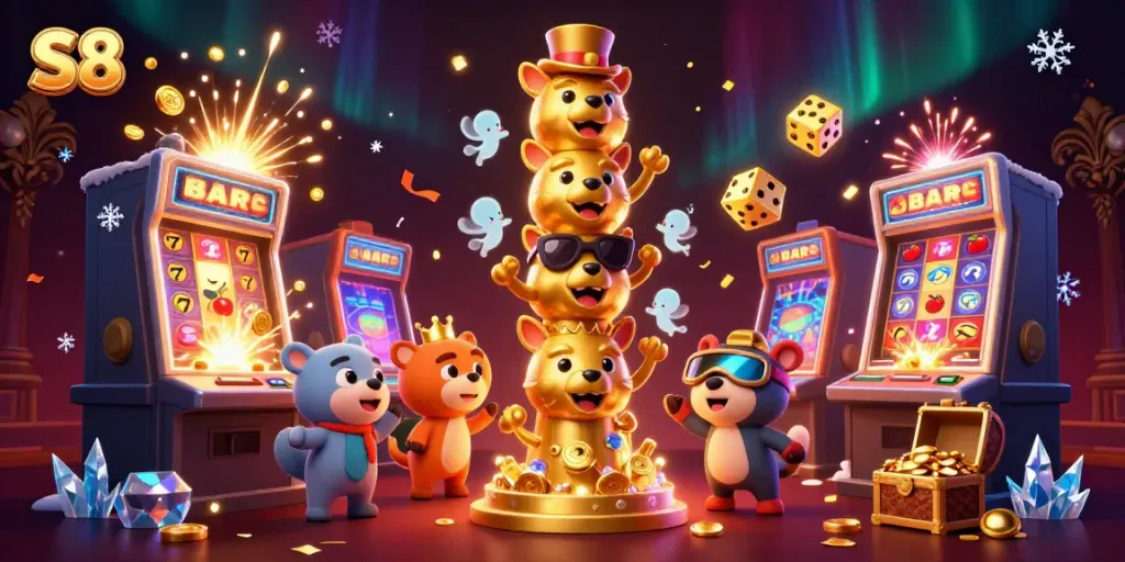 Experience the thrill of S8 in a vibrant casino scene filled with jackpots and excitement.