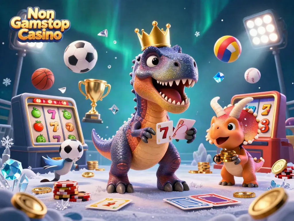 Engage in thrilling games at Non Gamstop Casino with characters enjoying various casino activities.